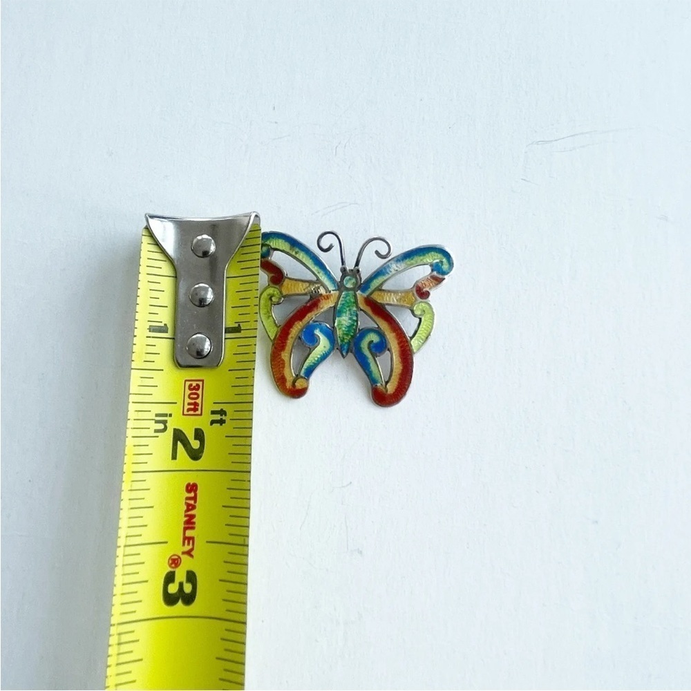 Butterfly Brooch Pin Lapel Colorful Papillon Sterling Silver Mexico (078) - Picture 5 of 6